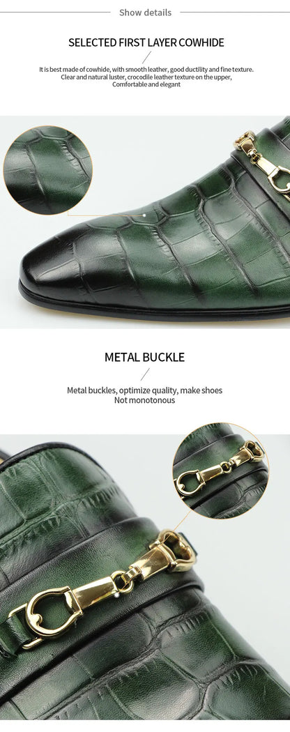 Successful Mens Loafers Business Dress Shoes Wedding Banquet Suit Italy Designer Leather Shoes Genuine Leather Pointed Toe