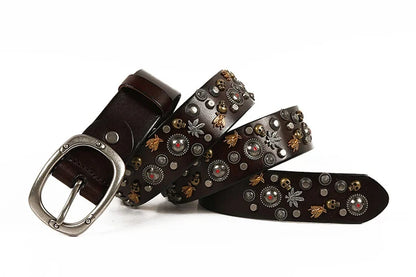 3.8CM Male Top Layer Luxury Designers Cowskin Genuine Leather Belts Men Alloy Pin Buckle Rivets Belt Casual Belt for Jeans