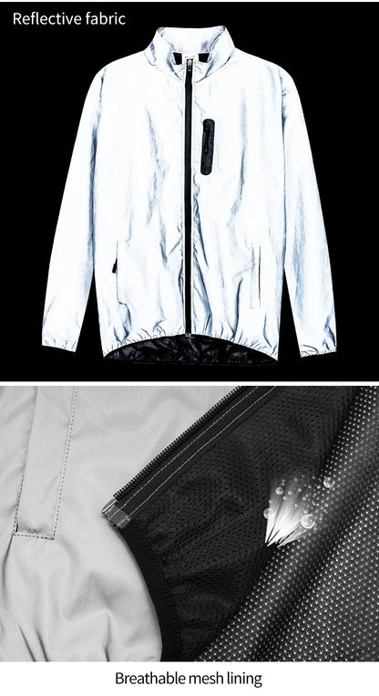Full Reflective Cycling Jacket Winter Autumn Bicycle Windbreaker Bike Soft Windproof Waterproof Running Jacket Men's Coat