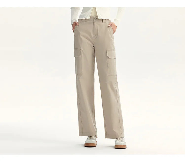 Women Pants Urban Workwear Cargo Wide Leg Loose Straight Casual Style Slim Street Daily Trousers 2026 Autumn