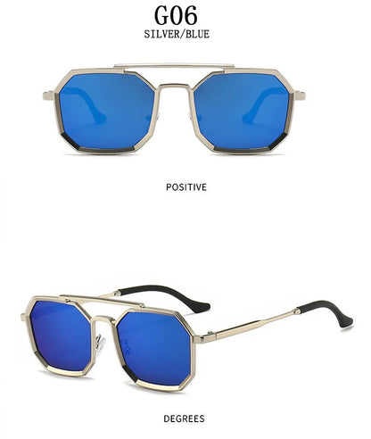 Blue Square Sunglasses For Men Retro Metal Steampunk Sunglasses Women Vintage Fashion Glasses Gafas De Sol Hombre Zonnebril Sun
