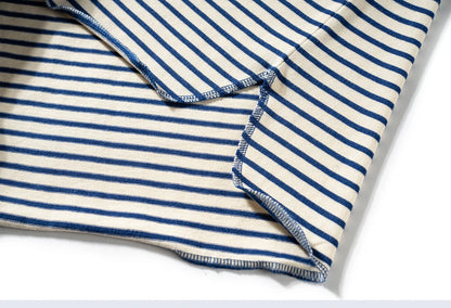 Summer men's pure cotton T-shirt, retro striped V-neck T-shirt from the United States, fashionable and versatile casual style