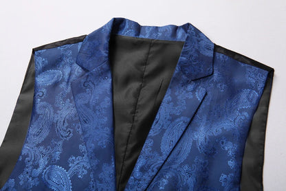 2025 New High-end Suit Collar Jacquard White Vest for Men, Black Sleeveless Waistcoat,navy Blue Billiards Uniform,magician Vests