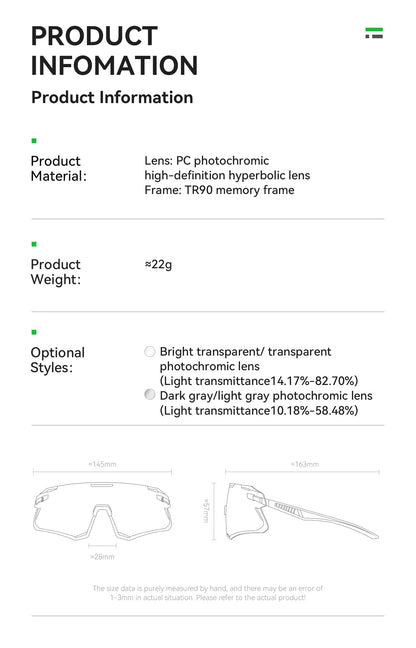 Photochromic Glasses MTB Road Bike Cycling Sunglasses UV400 Protection Outdoor Riding Sports Bicycle Goggles Eyewear