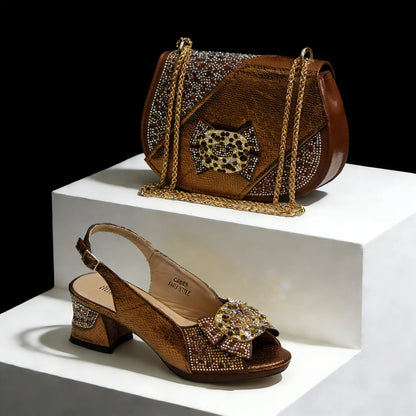Women's Wedding and Party High Heel Shoe and Bag Set - Elegant Italian Design with Premium Synthetic Fabrics
