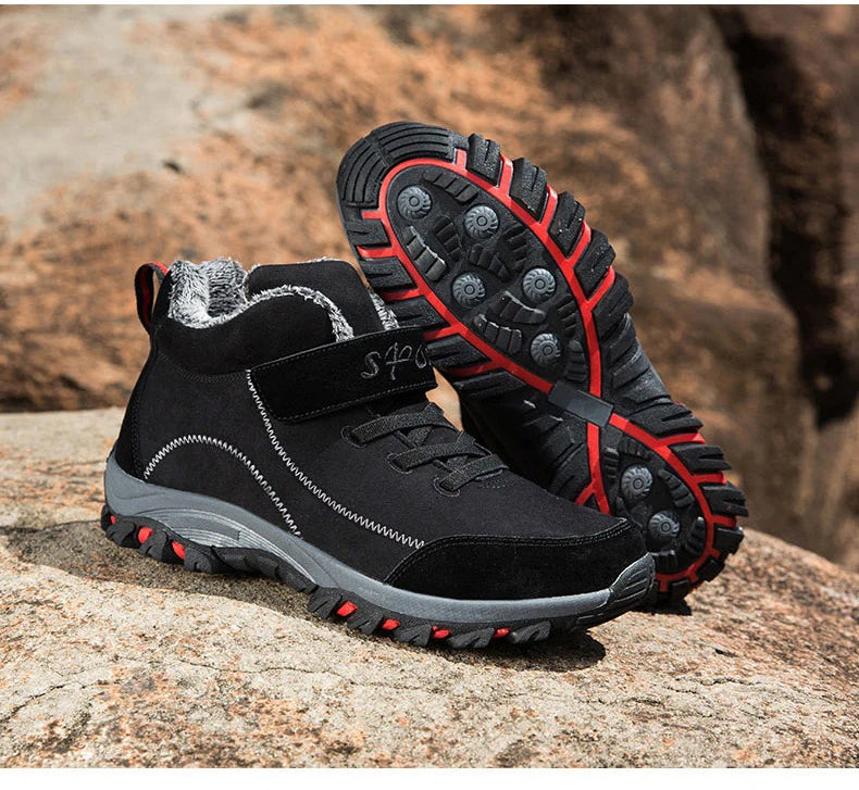Waterproof Winter Men Boots Cow Suede Warm Snow Women Boots Men Work Casual Shoes High Top High-top Non-slip Ankle Boots