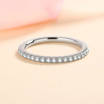 NeeTim Full Moissanite Ring for Woman Wedding Jewelry 925 Sterling Silver with Plated White Gold Rings Diamond Engagement Band