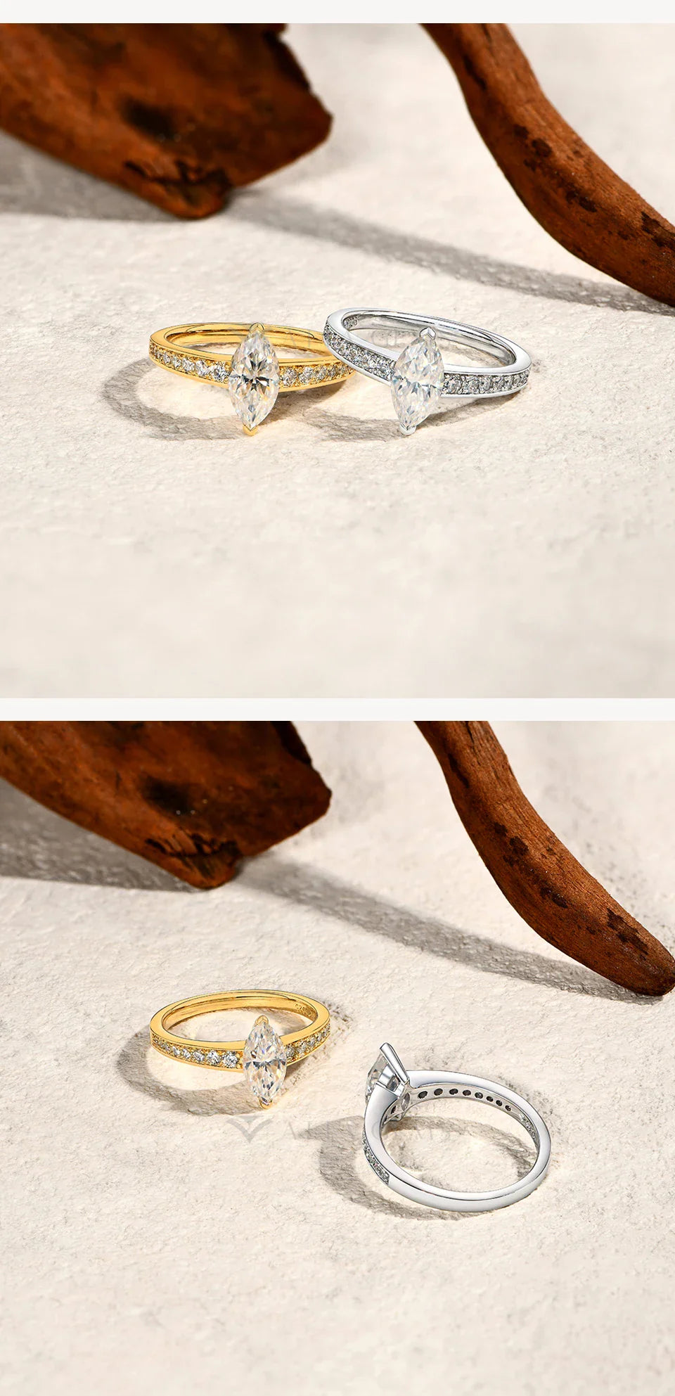 1.0CT Moissanite Ring for Women 5*10mm Marquise Cut Stone S925 Pure Silver Wedding Engagement Luxury Rings Fine Jewelry