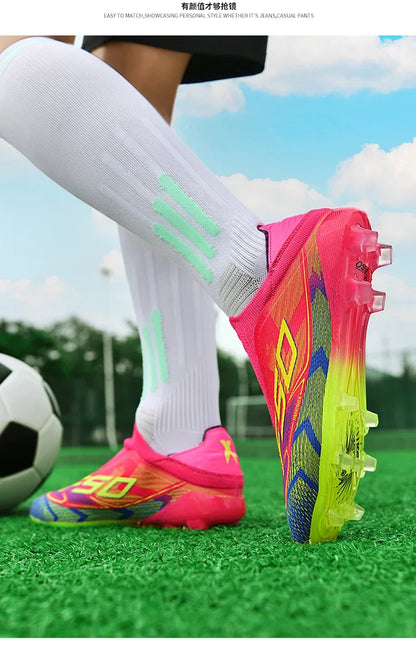 New Men Soccer Shoes Training TF/FG Outdoor Sport Football Boots Adult Long Spikes Non Slip Cleats Breathable Match Comfortable