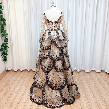 Luxury Sequined Evening Dress Tiered Petal Skirt Formal Prom Gown Customized Robe De Soiree For Women Party 2026