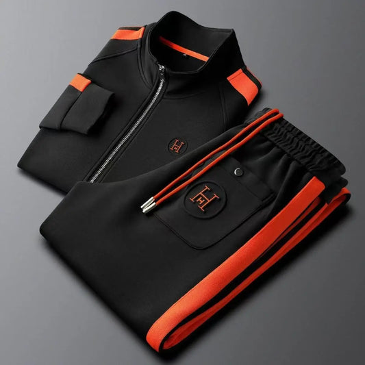 Spring Autumn Fashion Embroidered Men's Sports and Leisure Jacket Pants 2-pc Set Youth Street Party Brand Men Sets