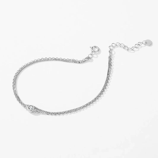 Bracelet Empilable Minimaliste en Argent Sterling 925 Véritable Double Couche Maillon de Chaîne Bracelets pour Femmes Fête Bijoux Fins