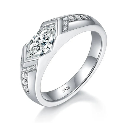 5x10mm Marquise Cut Mossanite Rings for Women Man 925 Sterling Sliver with Gold Plated Jewelry Ladies Band Women's Ring