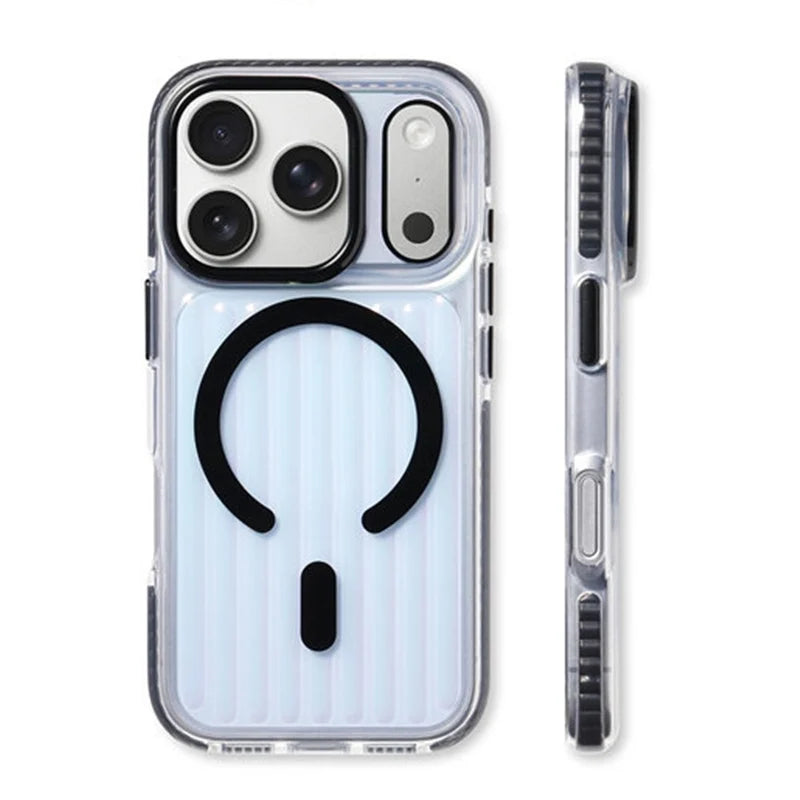 Transparent Corrugated Magnetic Phone Case For iPhone 17 17Pro 17 Pro Max For Magsafe Wireless Charging Shockproof Phone Cover