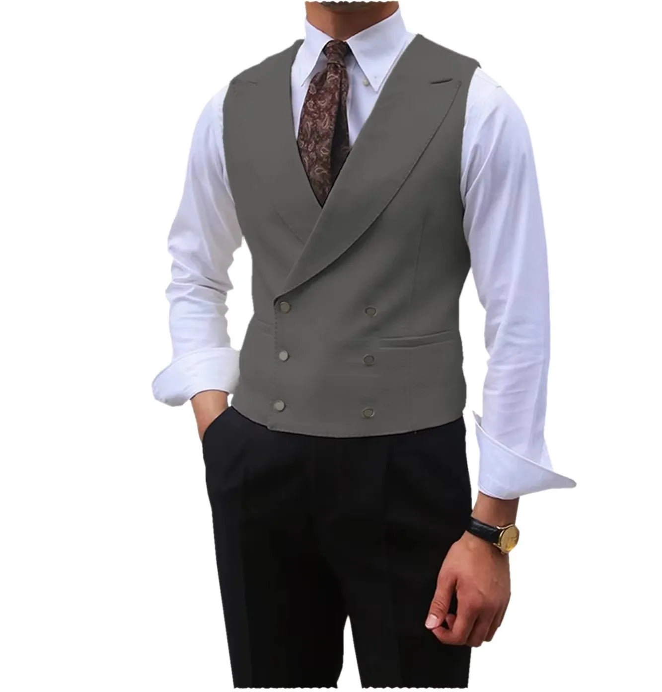 Fashion Solid Vests for Men Casual Style Sleeveless Male Fashion Waistcoat 1 Piece Slim Fit Beach Prom Party Suits Vest