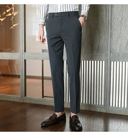 Plus size 40 38 Men Business Solid Suit Pant 2026 Spring Formal Slim Fit Wedding Trouser Mens Brand Fashion Casual Dress Pants