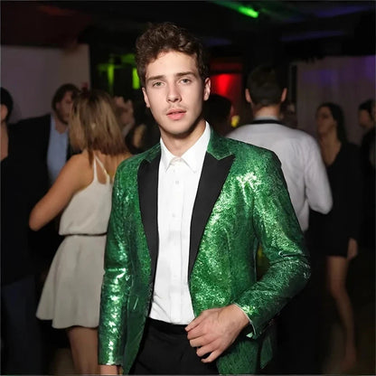 High End Men's Gold Sequin Suit European and American Hosting Performance Dress Korean Version Slim Fit Studio Suit Jacket