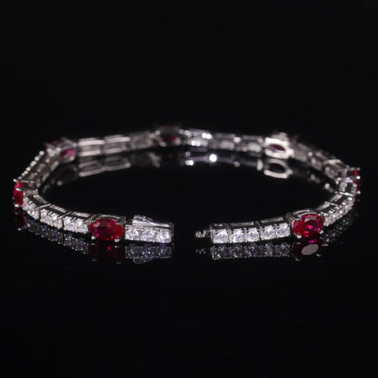 Lab Grown Ruby Tennis Bracelet 925 Sterling Silver Birthstone Bracelet  Fancy Party Wear Bracelet Gift For Women