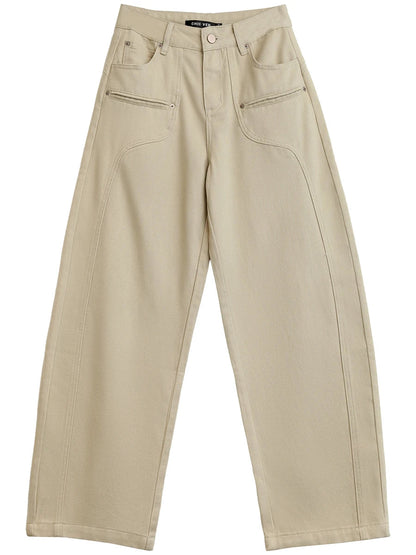Women Jeans Solid Loose Casual New Split Wide Leg Denim Pant Workwear Female Trousers Spring Autumn 2025