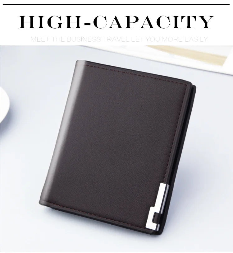Short Men Wallets Card Holder Photo Holder Slim Male Print Wallet High Quality PU Leather Money Bag New Kpop Small Men's Purse