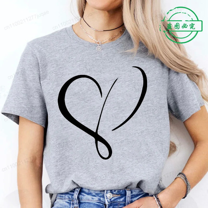 Women Love Heart Design T-Shirts Fashion Casual Short Sleeve T-shirt Heart Personalised Graphic Tshirts RED Women T Shirts Ts01