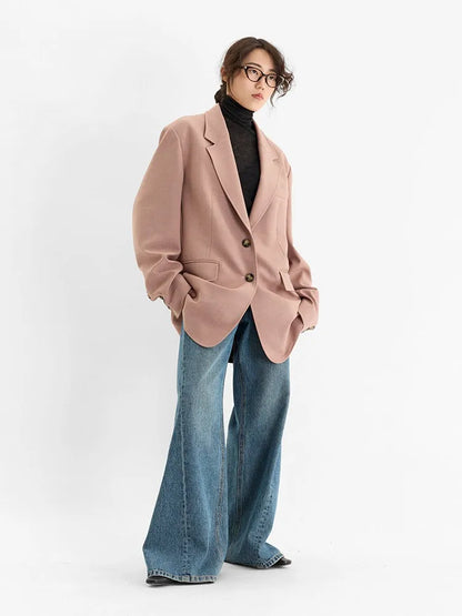 A Must-Have for Commuting~ 2026 Spring Women's Plus-Size Casual Blazer with Shoulder Pads, Oversized Loose Fit with a High-End Feel