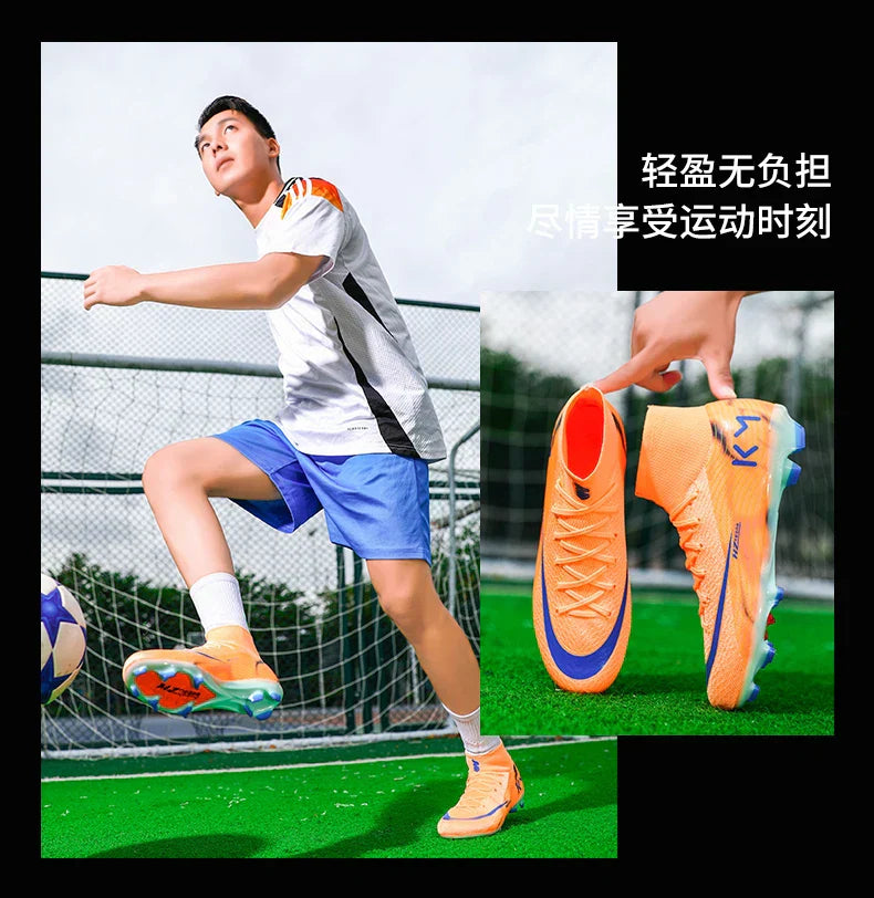 New Men Soccer Shoes Breathable Cleats Adult Outdoor Sport Football Boots Training Boys Long Spikes Non Slip Match Comfortable