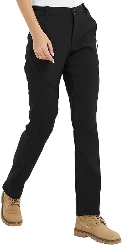 Women's Outdoor Hiking Pants Fleece Slim Soft Shell Snow Ski Pants Trekking Waterproof Windproof Winter