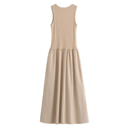 Knitted Dresses 2025 Woman Sleeveless Black Long Dress Women Bodycon Summer Solid Dresses One Pieces Midi Casual Dresses