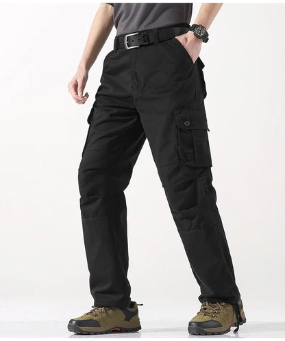 Male Cargo Pants Tactical Cotton Overalls Outdoor Utility Work Trousers Relaxed Fit Big Size Hombre Clothing