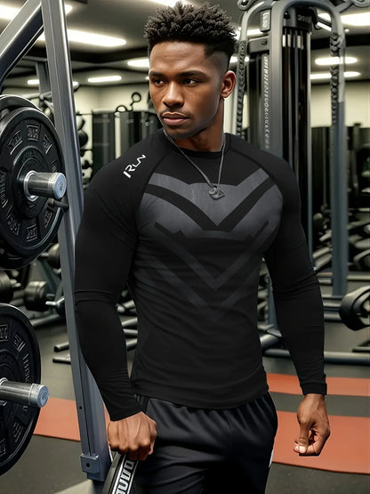 Men's Quick Dry Athletic Muscle Fit T-shirt, Men's Breathable Compression T-shirt, Comfy Top For Summer Sport
