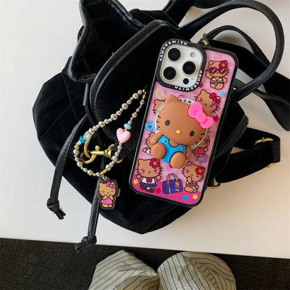 Y2K Hello Kitty Cute Cartoon Magnetic Phone Case For IPhone 12 13 14 15 16 17 Pro Max Protective Cover with Stand Fundas