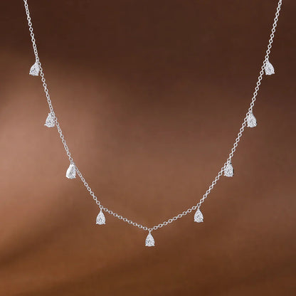 0.5carat Pear Cut Moissanite Diamond Drop Necklaces for Women 925 Sterling Silver Bridal Neckchain Fine Jewelry with Certificate
