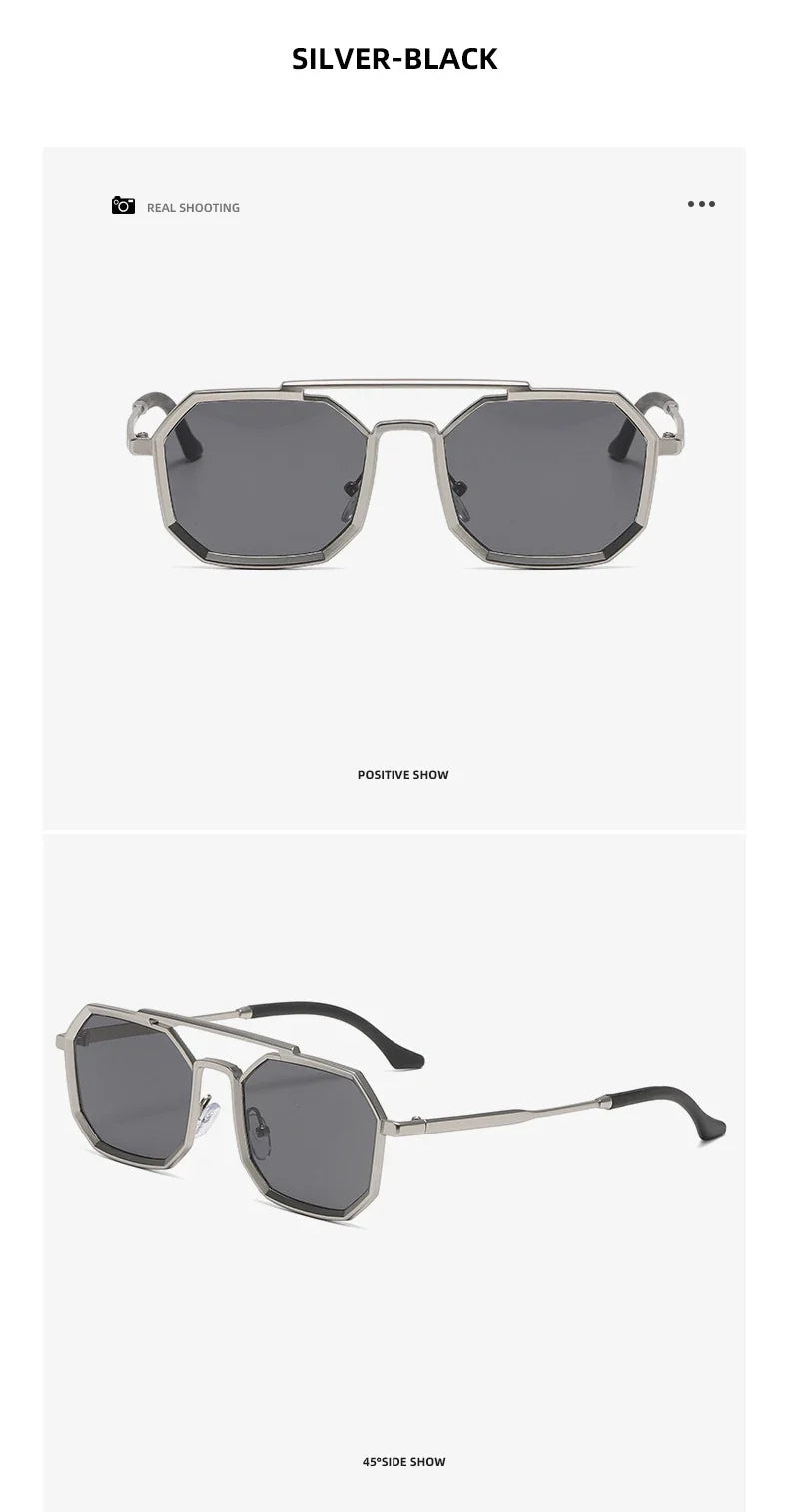 Metal Sunglasses For Men Vintage Square Sunglasses Women Trendy Luxe Fashion Sun Glasses Steampunk Shades Gafas De Sol Hombre