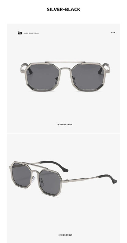 Metal Sunglasses For Men Vintage Square Sunglasses Women Trendy Luxe Fashion Sun Glasses Steampunk Shades Gafas De Sol Hombre