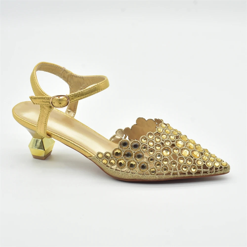 New Arrival Party Shoe and Bag Set for Women Italy 2026 Nigeria Elegance Party Rhinestone Pointed Toe Women's Shoes High Heel