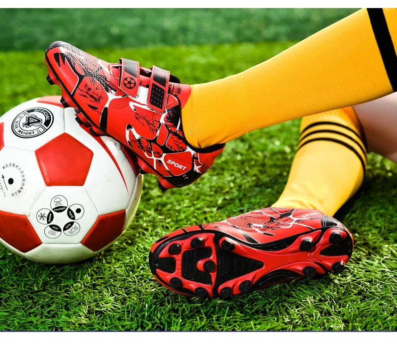 Kids Soccer Shoes Outdoor Non-Slip Football Sports Shoes Boy Training Shoes Child HOOK&LOOP Lightweight Children's Soccer Cleats
