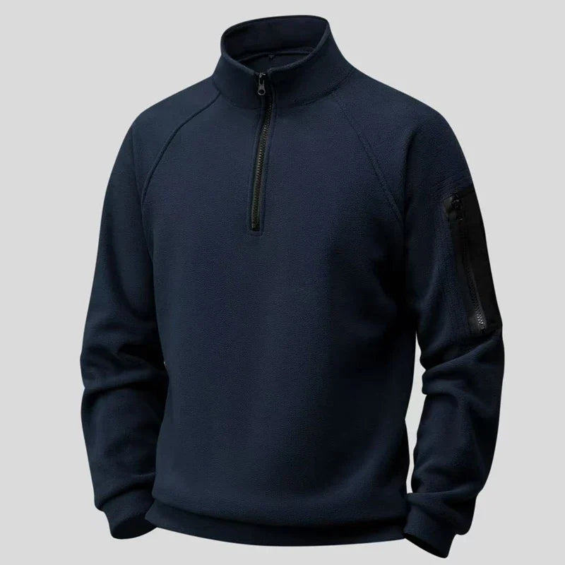 Mock Neck Military Sweatshirt Fleece Jackets Men's Cargo Tactical Pullover Hiking Camping Climbing Trekking Windproof Jackets