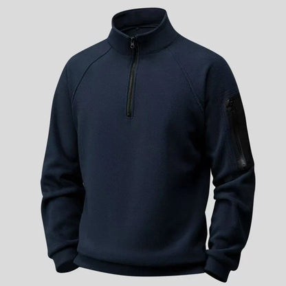 Mock Neck Military Sweatshirt Fleece Jackets Men's Cargo Tactical Pullover Hiking Camping Climbing Trekking Windproof Jackets