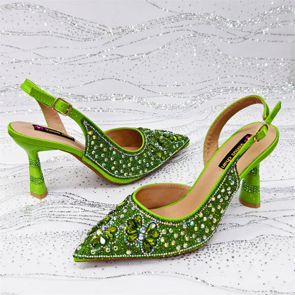 Festive Elegance: Spot Goods Dazzling Heels and Chic Long Bag Clutch Perfect Combination Of Shoes And Bag for Special Occasions