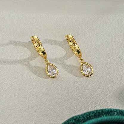 0.5ct Water Drop Moissanite Drops Earrings for Women Luxury Pear Cut Jewelry Silver 925 With Gold Plated Ladies' Earrings