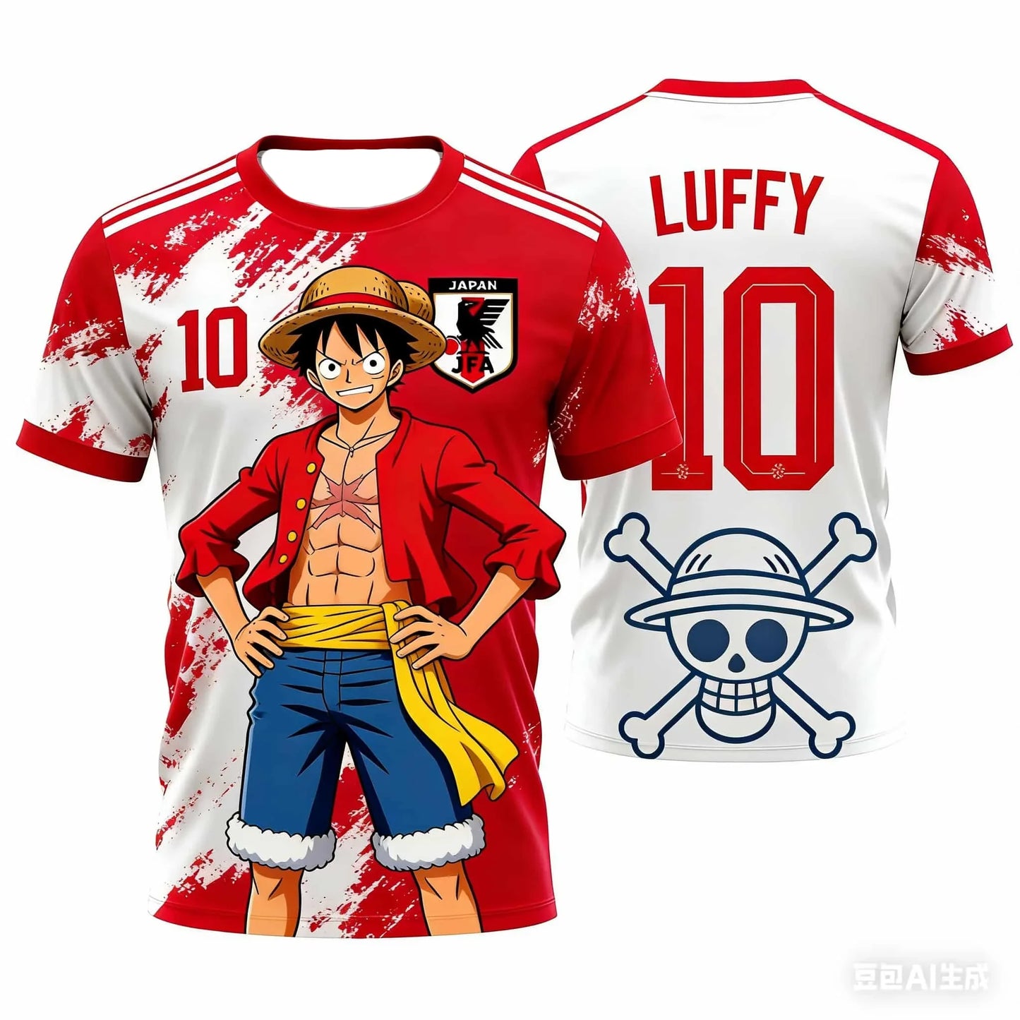 2026 Summer Japan One Piece Luffy Football Jersey Men T-shirt Football Special Jersey Adult Men's Quick-Drying T-shirt