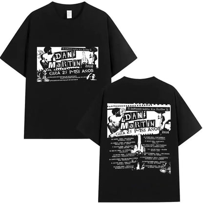 Rapper Dani Martin Tour 2025-2026 Merch T Shirts Men's Pop Music Clothing Short Sleeve T-shirt Man Hip Hop Gothic Vintage Tshirt