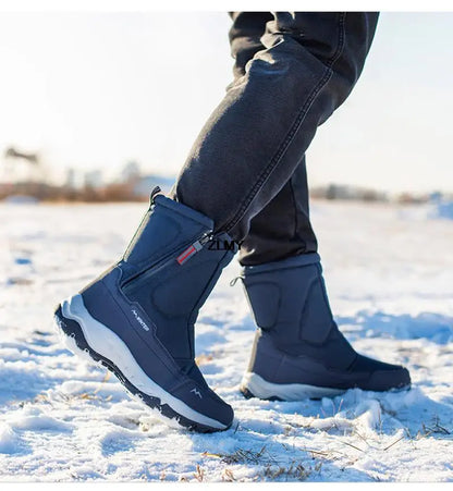 Waterproof Men Women Snow Boots High Top Ankle Winter Boots Platform Warm Plush Man Cutton Shoes Outdoor Non-slip Snowboots Male