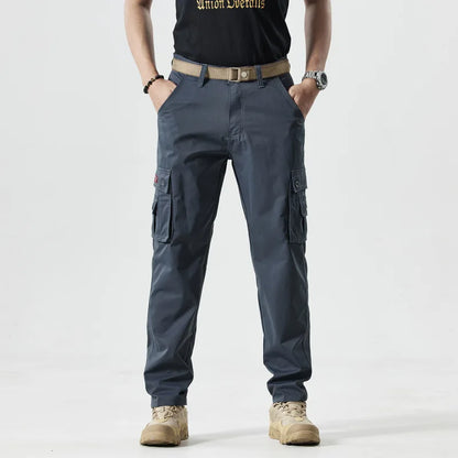 Autumn Work Pants Men Multi-pockets Cargo Trousers Casual Wear-resistant Workwear Spring Straight Pant Outdoor Hiking Trousers