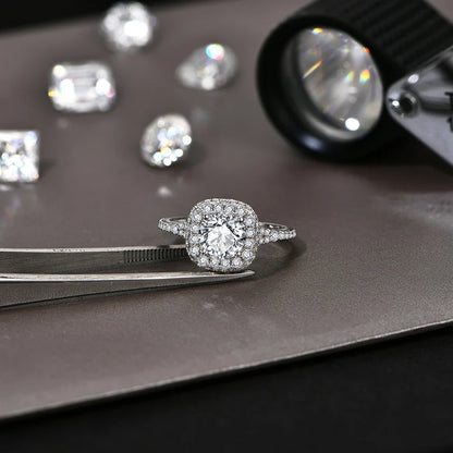 7.0mm Round Cut Moissanite Ring for Women D VVS1 1.2CT Lab Diamond S925 Sterling Silver Engagement Wedding Jewelry Gift