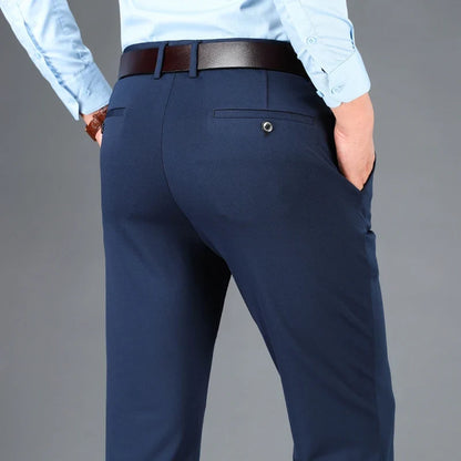 Men's Business Casual Pants Spring Summer Elastic Trousers Office Suit Pants Quick Dry Formal Pants Breathable Comfortable