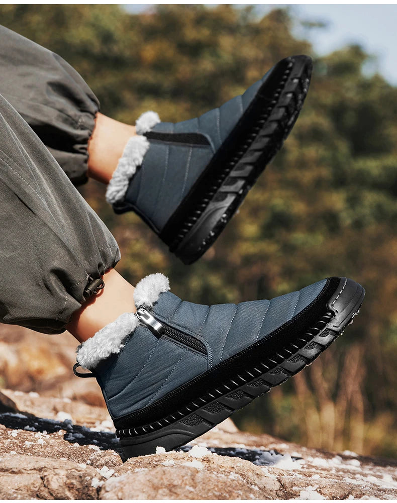 New Fashion Men's Boots Winter Plush Men Snow Boots Warm Fur Ankle Boots Outdoor Non-slip Sneakers Winter Casual  Boots Size 46
