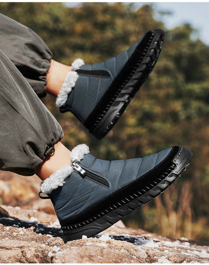 New Fashion Men's Boots Winter Plush Men Snow Boots Warm Fur Ankle Boots Outdoor Non-slip Sneakers Winter Casual  Boots Size 46