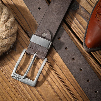 A Men's and Women's Casual Retro Belt Western Style! PU Leather Belt with Metal Buckle, Suitable for Daily Work Wear